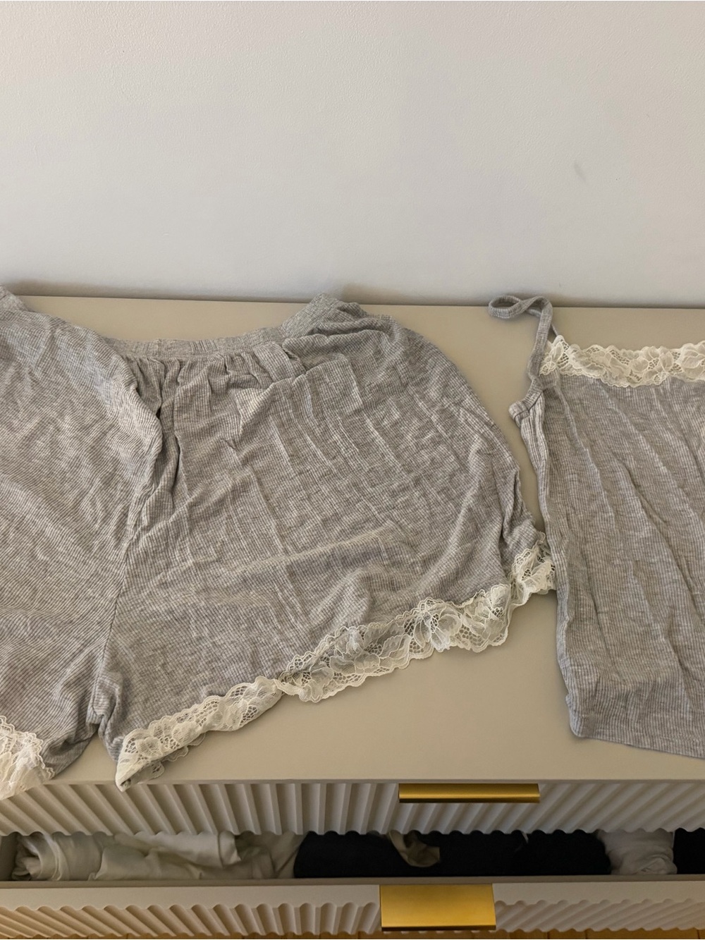 Victoria's Secret Gray Cami and Lace-Trim Shorts Set